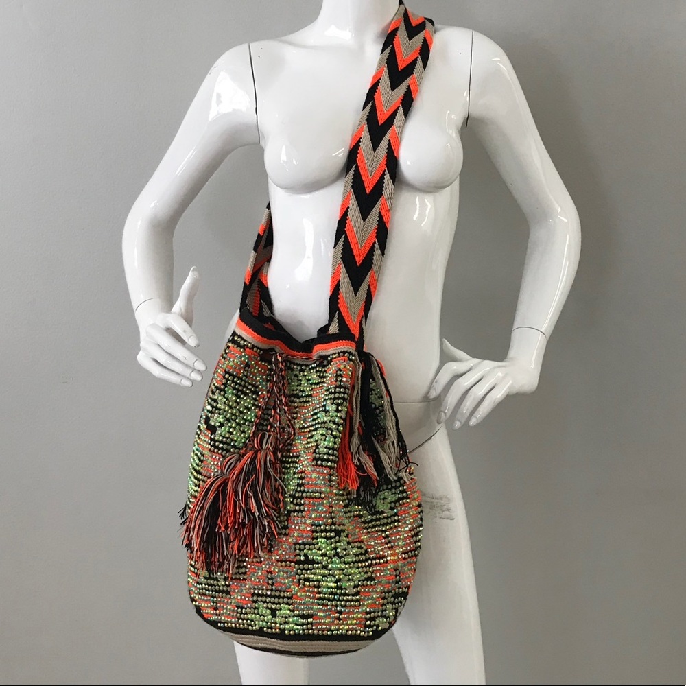 Knitted Swarovski crystal crossbody bag